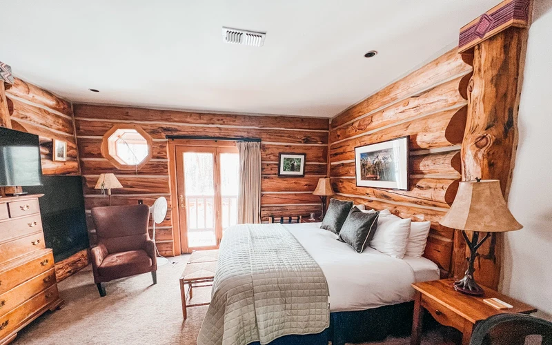 The log-built Bentwood Inn in Wilson, seven miles from the ski-in ski-out hotels of Jackson Hole, Wyoming