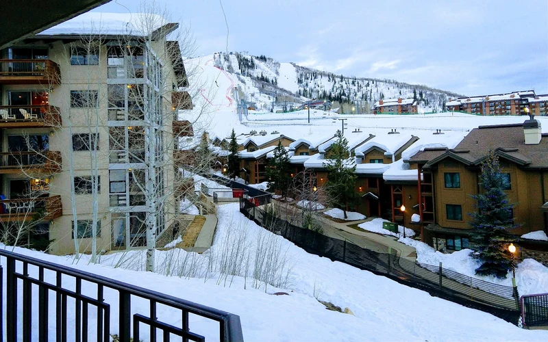 Bronze Tree Condominiums on Storm Meadows Drive, limited-access ski-in ski-out lodging above the base in Steamboat, Colorado
