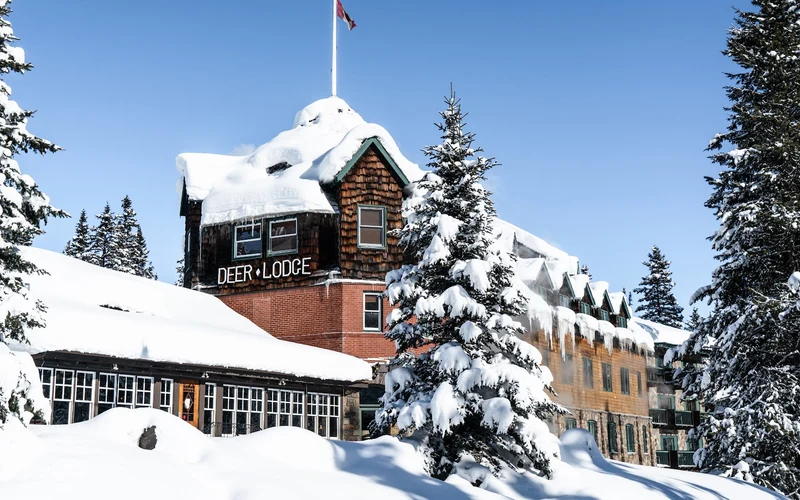 Deer Lodge on Lake Louise Drive, a 1923 lodge on the shuttle route to the ski areas of Banff National Park, Alberta
