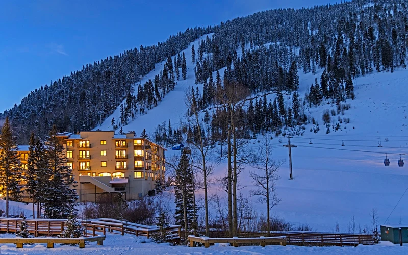 Edelweiss Lodge & Spa on Sutton Place at the base plaza, the one claimed ski-in ski-out lodging at Taos Ski Valley, New Mexico