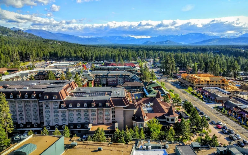 Harrah's Lake Tahoe casino hotel at Stateline five minutes from the Heavenly gondola, a top result for ski-in ski-out hotels in Lake Tahoe, Nevada