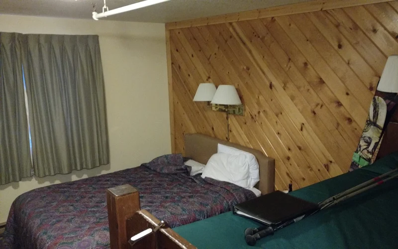 Hibernation House at Base Lodge level on Big Mountain, budget ski-in walk-out lodging at Whitefish Mountain Resort, Montana