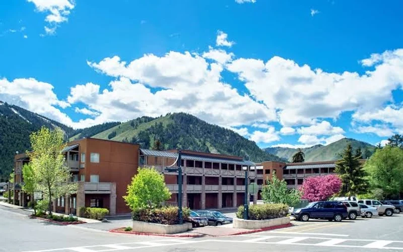 The industrial-chic Hotel Ketchum on North Main Street, Idaho, one of the town hotels people find when searching Sun Valley ski-in ski-out lodging