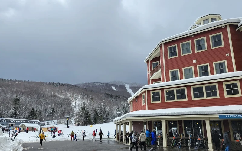 The Jackson Gore Inn at the base of the slopes, the only hotel-shaped ski-in ski-out lodging at Okemo, Vermont