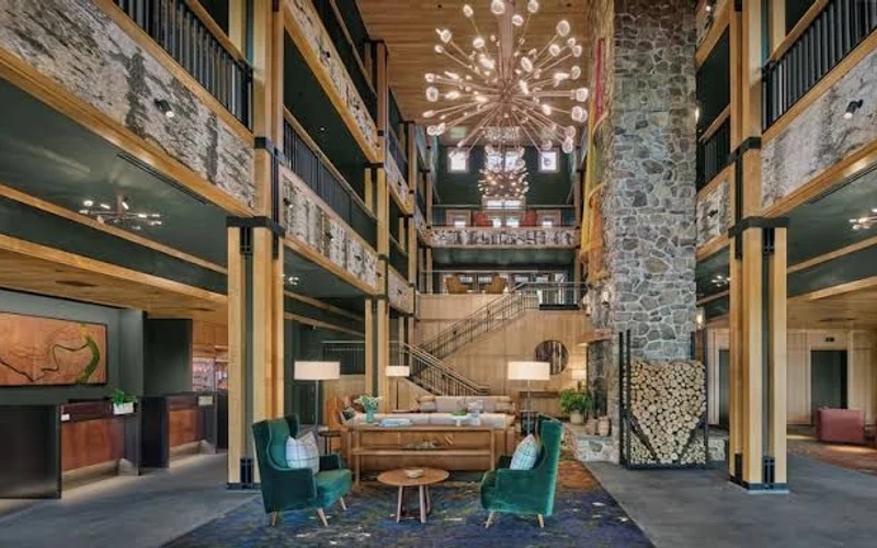 The Jordan Hotel at the base of Jordan Bowl, Sunday River, Maine, a ski-in ski-out hotel served by the Jordan 8
