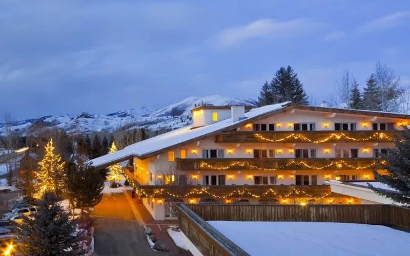 The alpine-style Knob Hill Inn at the north end of Ketchum, Idaho, the priciest hotel in this Sun Valley ski-in ski-out lodging comparison