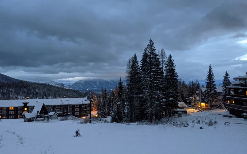 Morning Eagle condominiums in the village at Whitefish Mountain Resort, the closest thing to true ski-in ski-out lodging at Whitefish, Montana