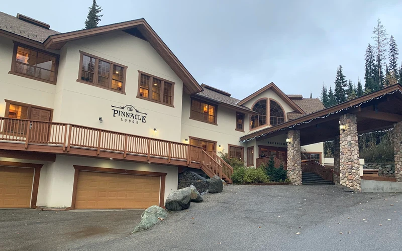 Pinnacle Lodge on the ninth hole of the Sun Peaks golf course, a short walk from the village lifts in British Columbia