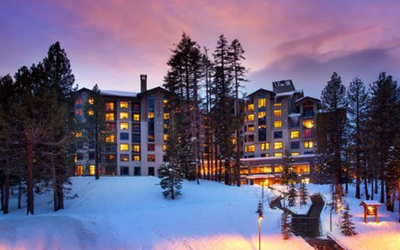 The Westin Monache Resort on the bench above The Village, a walk from the ski-in ski-out lodging at Mammoth, California
