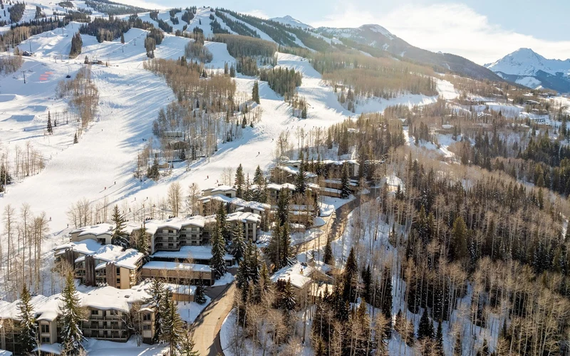 Top of the Village condominiums high on Carriage Way, ski-in ski-out residences above Snowmass Village, Aspen, Colorado