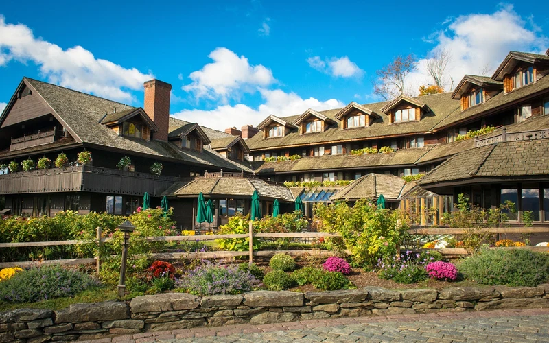 The von Trapp Family Lodge above Stowe village, three miles from the ski-in ski-out lodging at Stowe, Vermont
