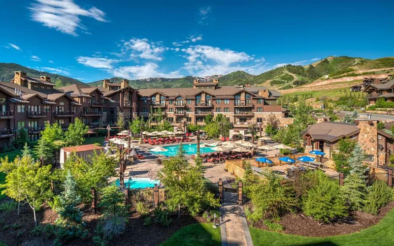 Waldorf Astoria Park City beside the Frostwood Gondola at Canyons Village, a ski-in ski-out hotel in Park City, Utah