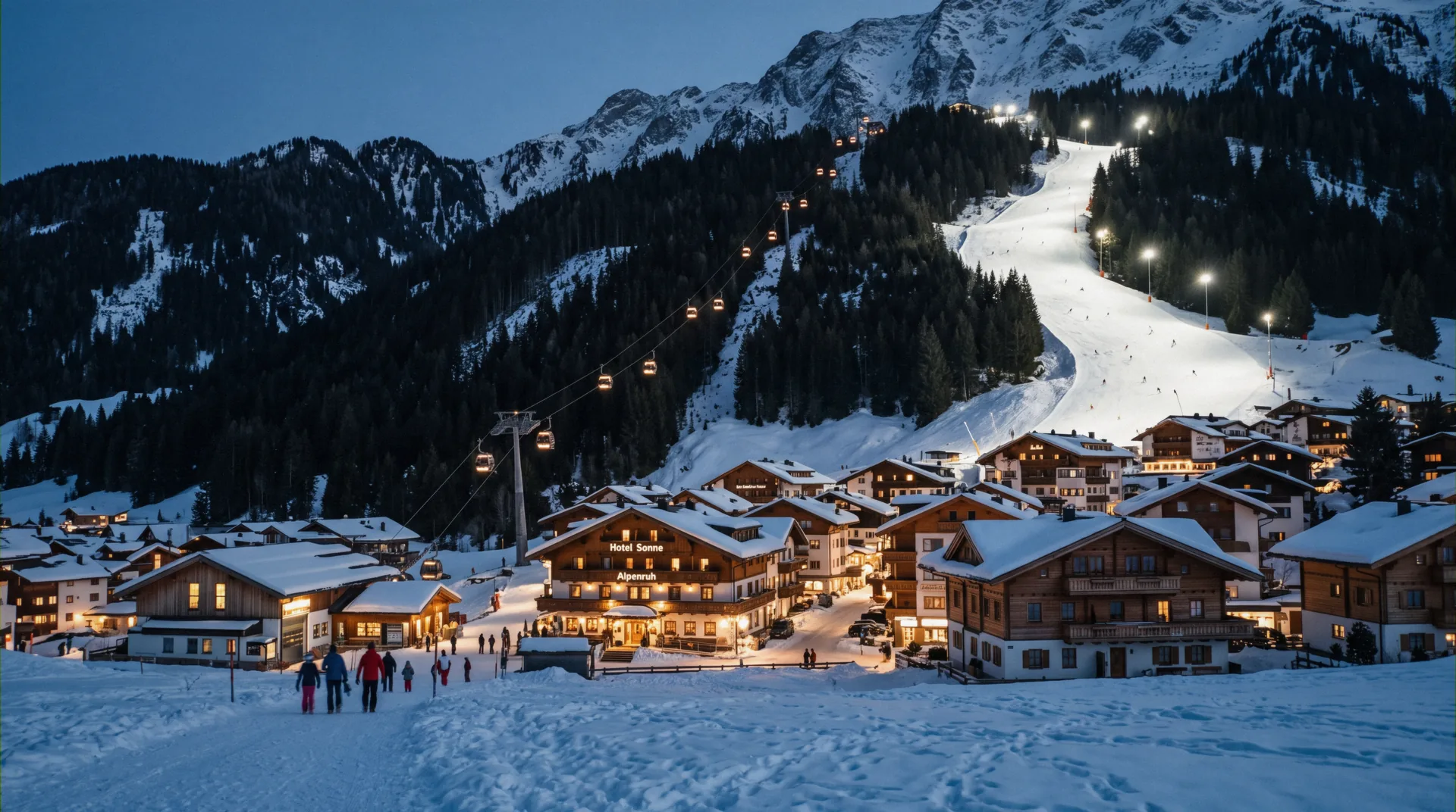 Keystone Resort in Colorado above River Run Village, where the ski-in ski-out lodging sits around the gondola plaza