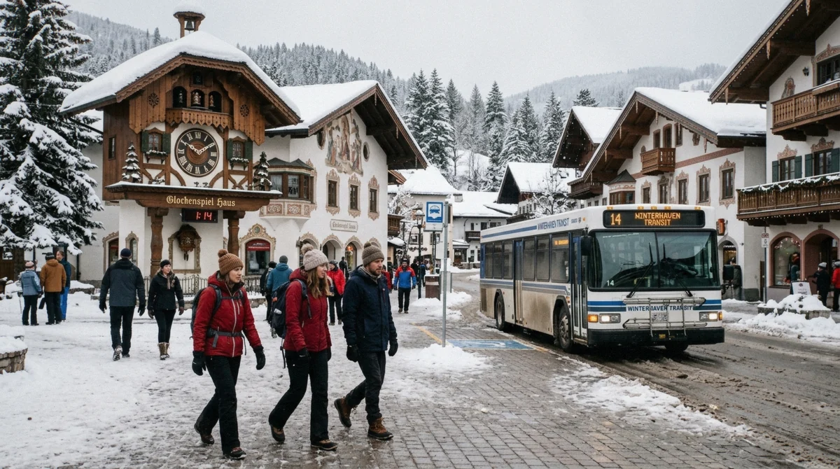 The Bavarian-themed Platzl in the town of Kimberley, British Columbia, 1.9 km below the ski-in ski-out lodging at Kimberley Alpine Resort