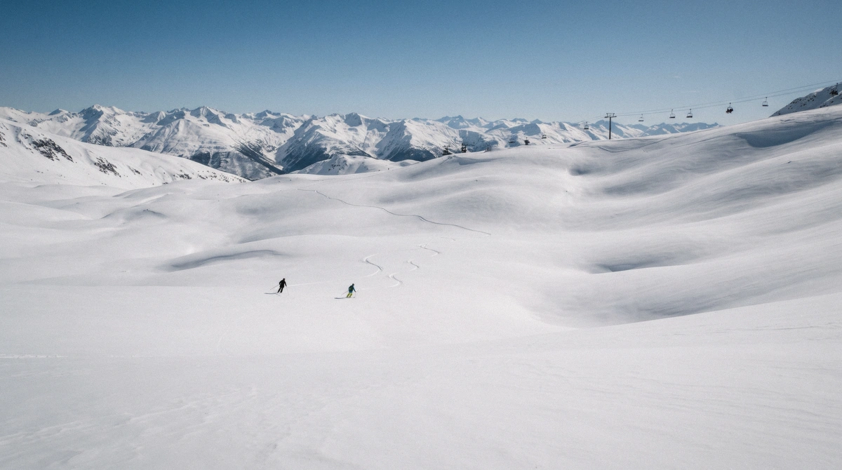 The wide open Back Bowls above Vail, Colorado, reached fastest from the Golden Peak base near the ski-in ski-out hotels