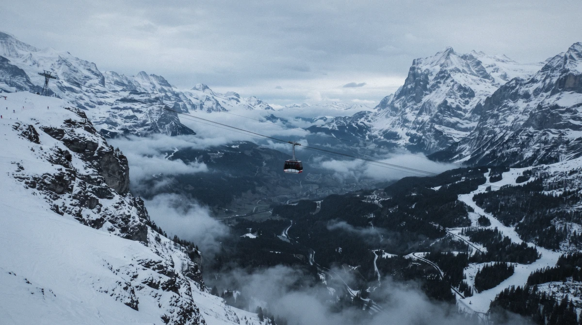 The Peak 2 Peak Gondola spanning the valley between Whistler and Blackcomb, included with a winter lift ticket